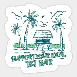 Support Your Local Tiki Bar Vintage Palm Tree on the Beach Vibe Sticker